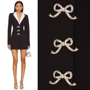 MAJORELLE | NWT Avori Blazer Dress in Black & White Crystal Bow Tailored Mini XS